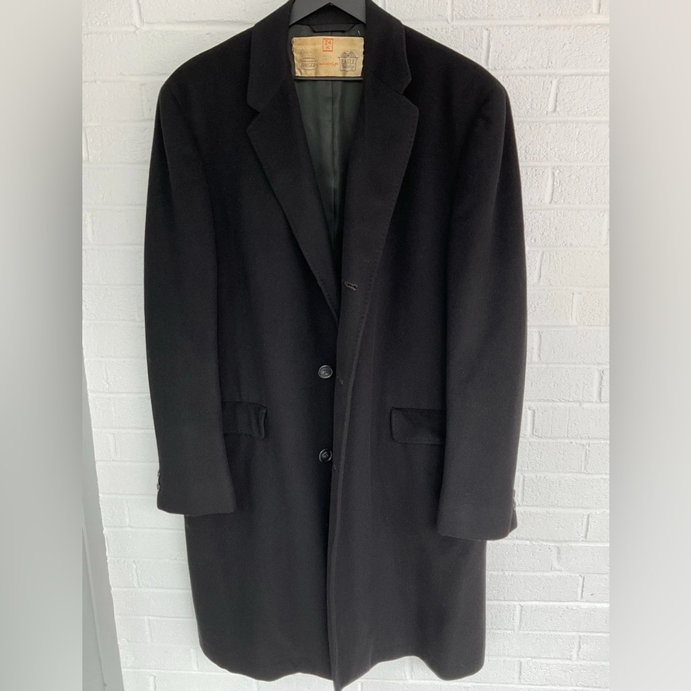 Vintage Eagle Clothes 24K Cashmere Overcoat Men’s XL Black 42L 1950s-60s